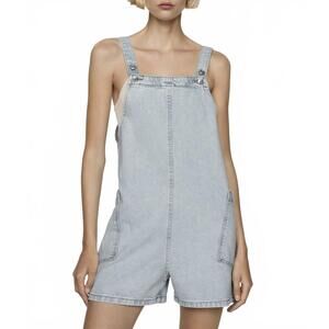 Mango Denim Jumpsuit Short Light Blue NWT Small